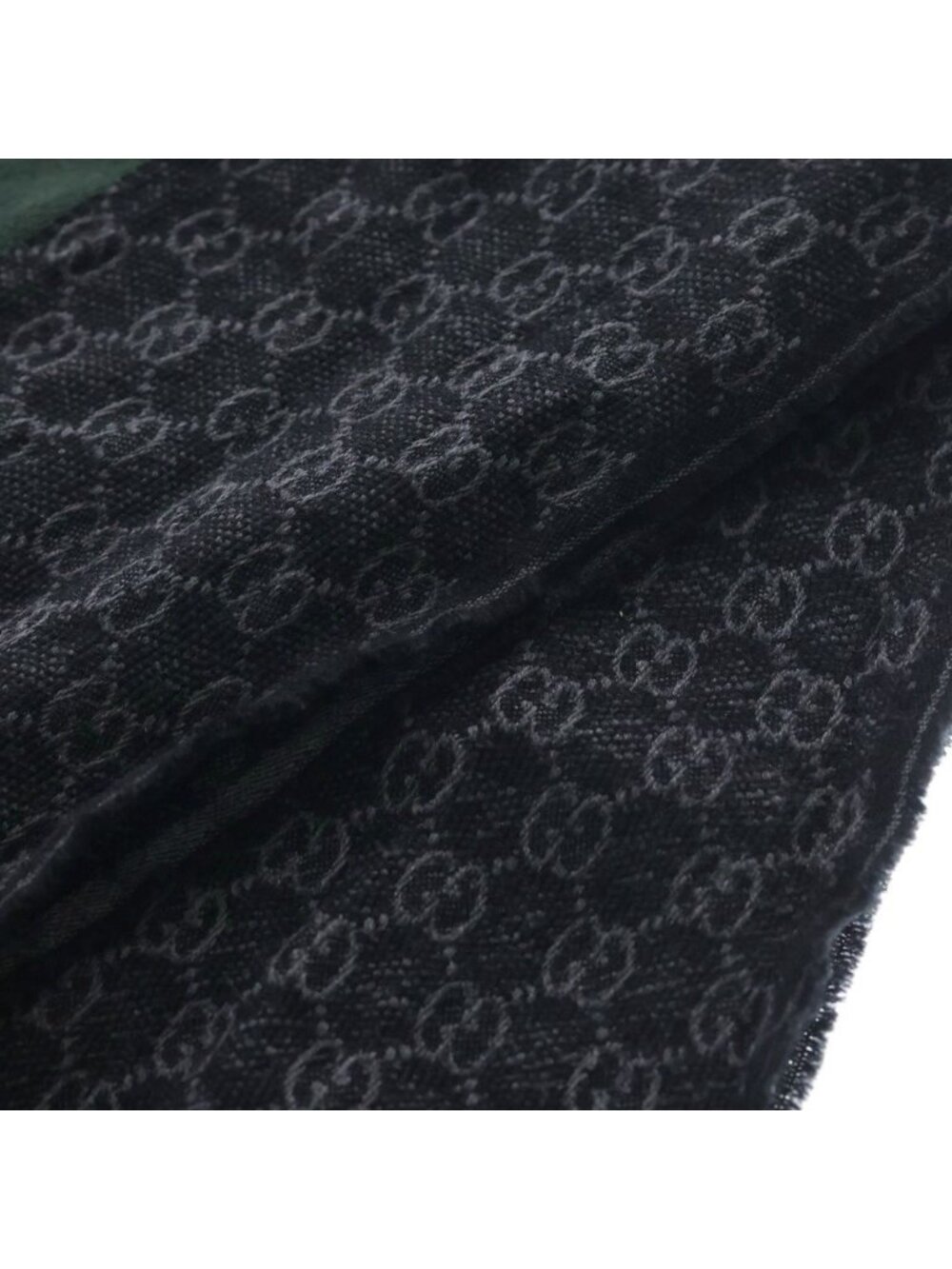 Gucci Sherry Line GG All Over Pattern Jacquard Silk Pretend Scarf Black - Picture 6 of 6